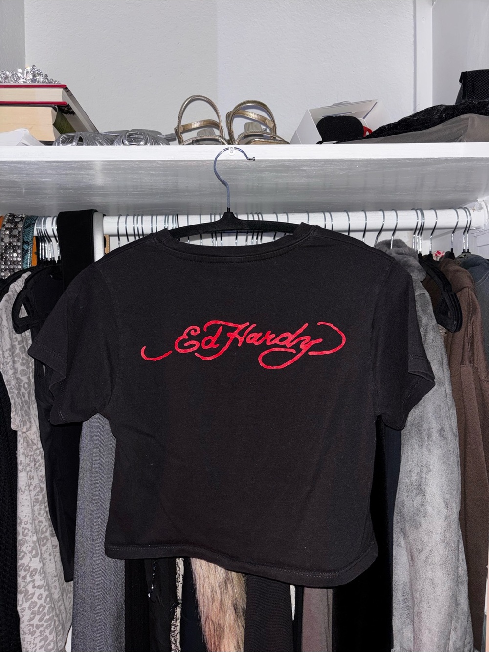 Ed Hardy Black Tee with Red and Yellow Tiger Graphic - Picture 4 of 5